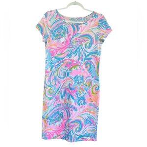 Lilly Pulitzer Floral Print Carnivale Coral Tee Shirt Dress Size S
